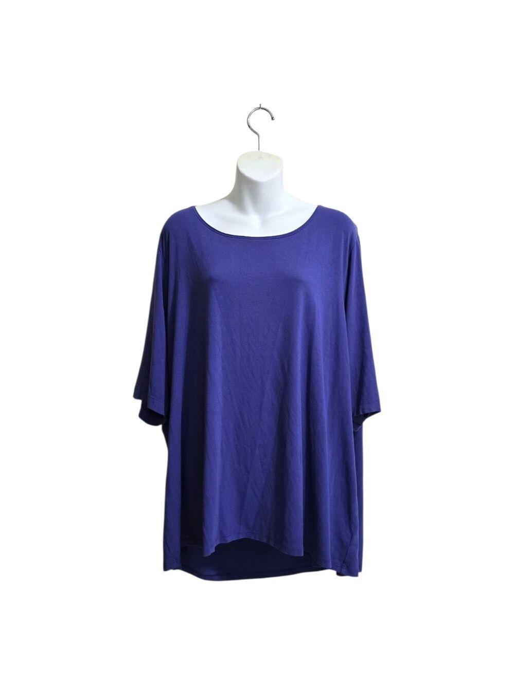 Eileen Fisher Bateau Neck Short Sleeve Stretch Tee In Purple Sz 3X